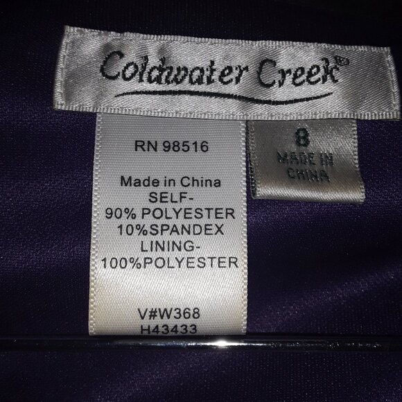 Coldwater Creek SZ 8 Elegant Rich Purple Velvet Ruched V Neck Holiday Dress Soft - Picture 4 of 5